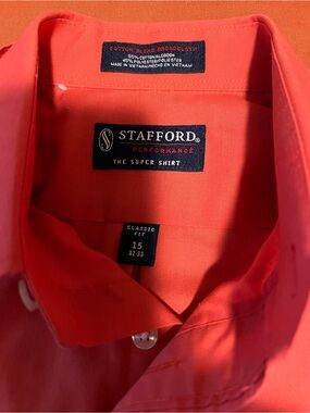 Stafford Performance Men's Classic Fit Coral Dress Shirt